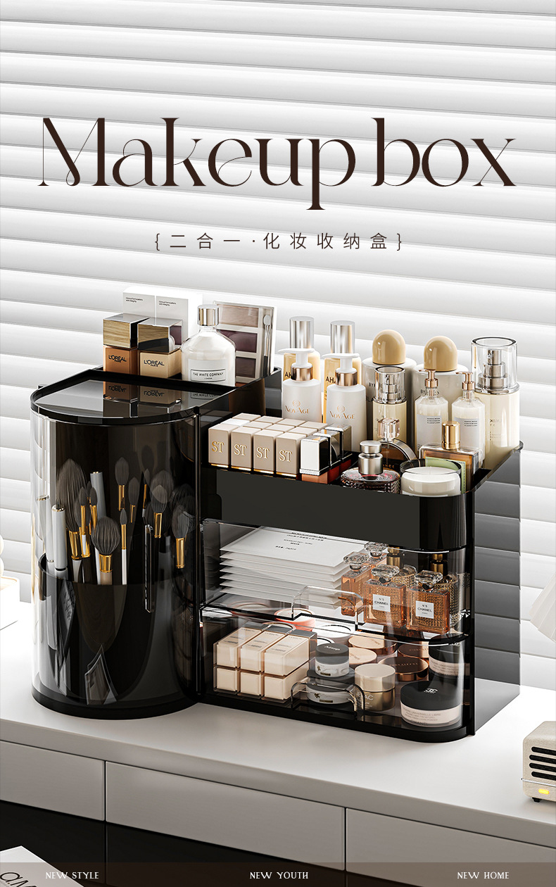 Cosmetic storage box, desktop drawer style, high-end dust-proof pen holder, dressing table, lipstick storage box pic 1