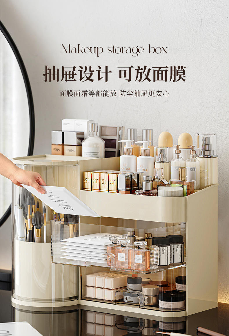 Cosmetic storage box, desktop drawer style, high-end dust-proof pen holder, dressing table, lipstick storage box pic 7