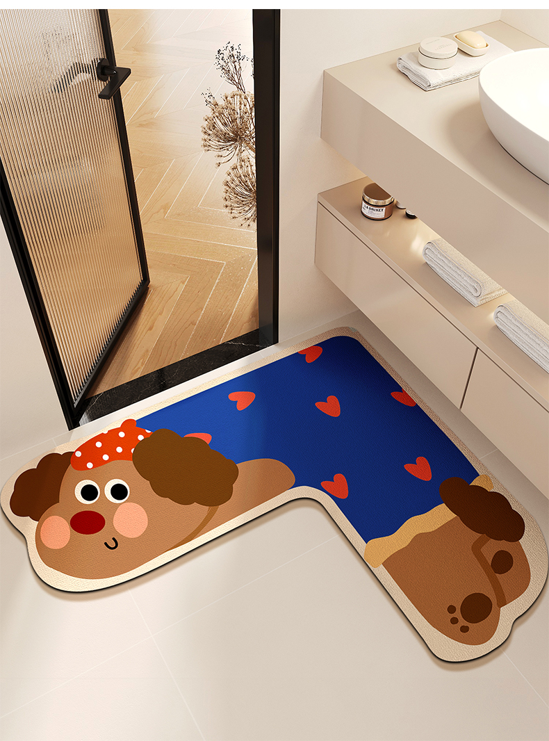 现货浴室地垫L型卫生间吸水脚垫垫硅藻泥厕所门口地毯家用批发详情14