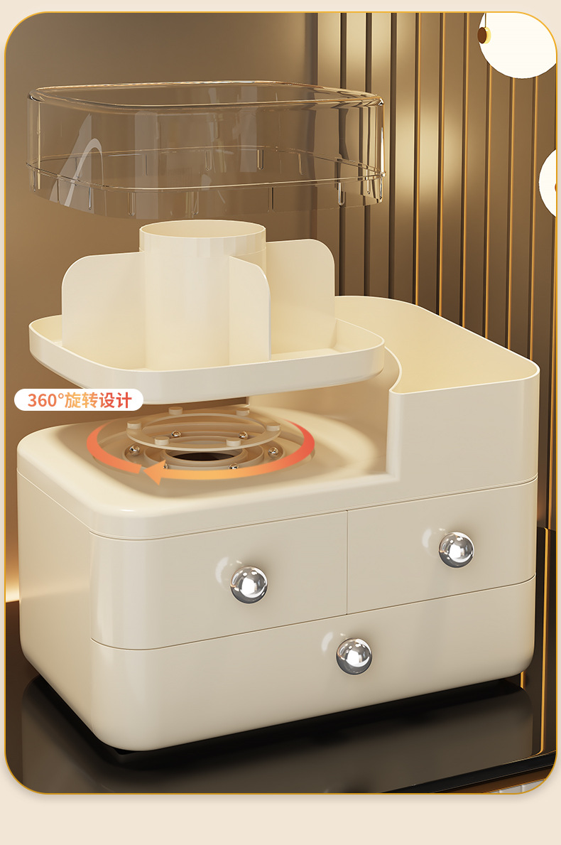 Cosmetics storage box, drawer-style desktop, rotating pen holder desktop, high-end storage rack, lipstick and facial mask organizing box pic 8