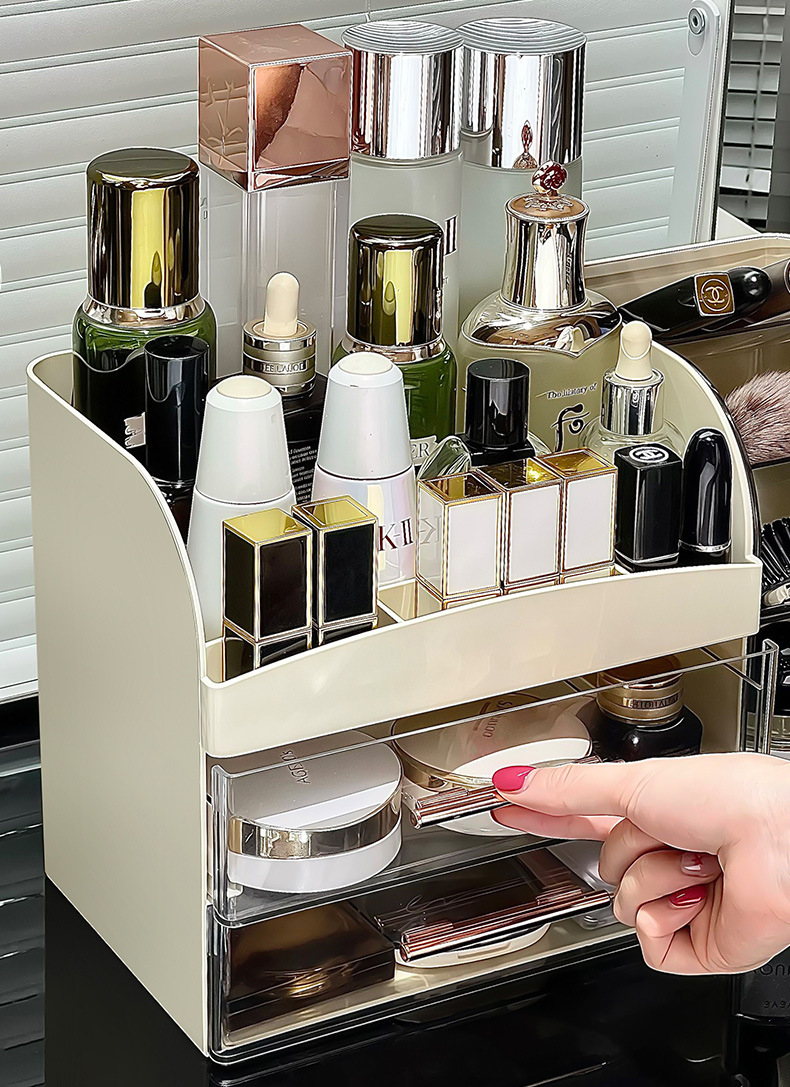 Cosmetics desktop storage box 2025 New model large-capacity dressing table, large-capacity storage rack for skin care products and makeup brushes pic 13