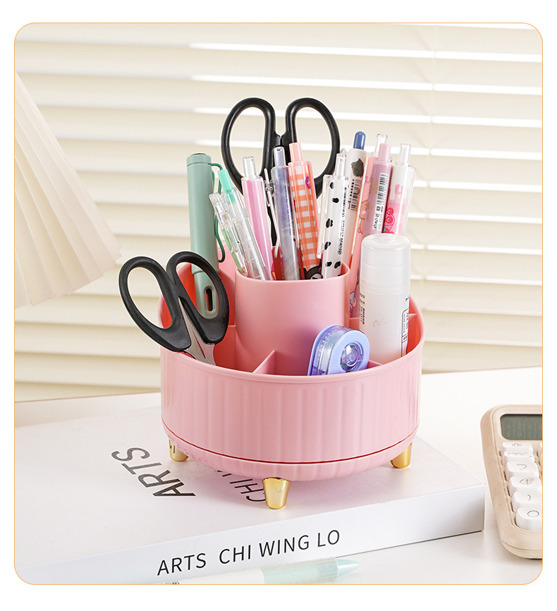 Cosmetic storage box desktop with a high-end feel, dust-proof storage, makeup brush bucket, rotatable dressing table desktop, makeup bucket pic 18
