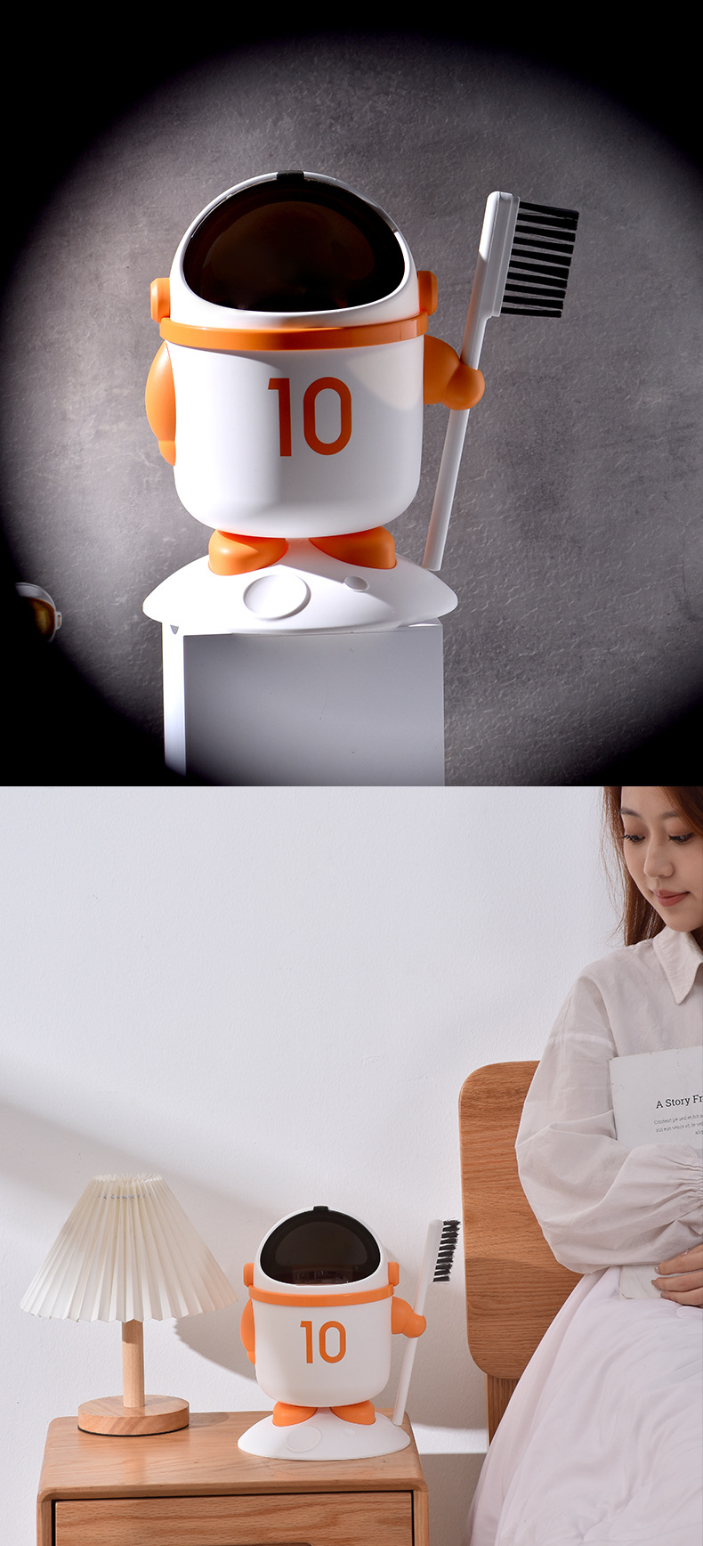Astronaut desktop trash can, home living room covered storage bucket, student dormitory fruit peel, paper scraps and waste paper bucket pic 12