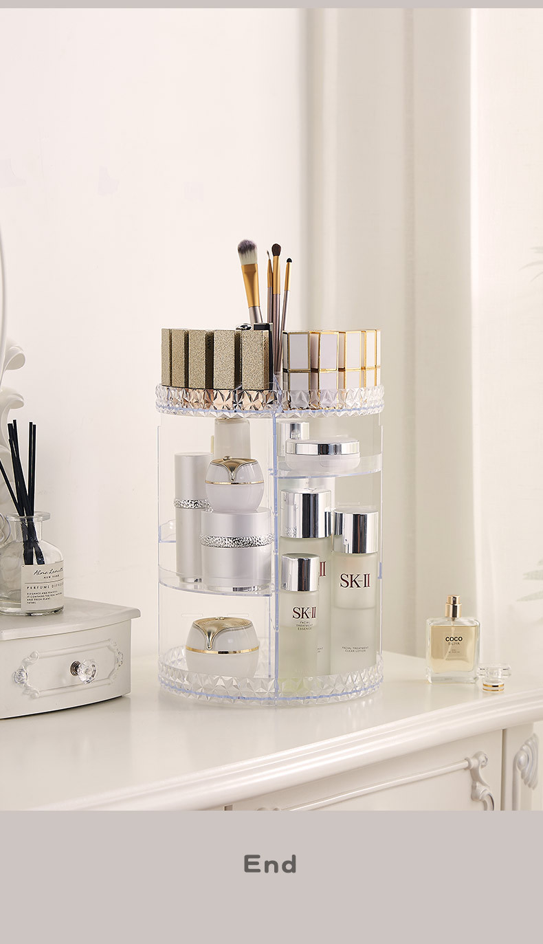 360-degree rotating multi-layer transparent cosmetic storage box, storage rack, organizing box, cosmetic organizing box, household storage box pic 12
