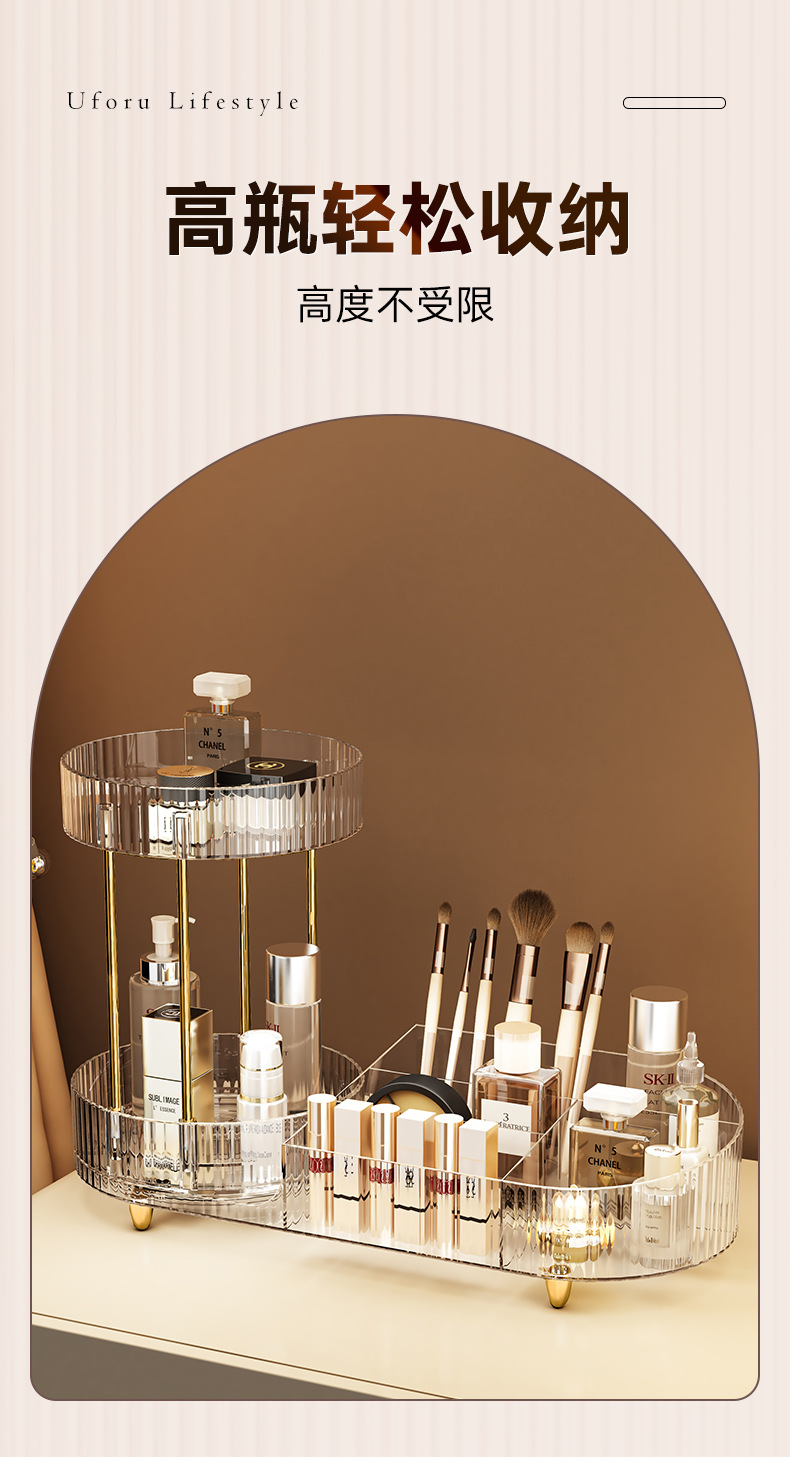 Amazon bestseller: 360-degree rotating 2-in-1 cosmetics storage box, multi-functional desktop perfume tray, and storage rack pic 5
