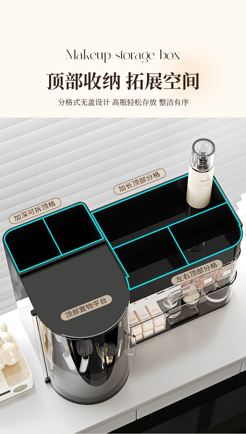 Cosmetic storage box, desktop drawer style, high-end dust-proof pen holder, dressing table, lipstick storage box pic 4