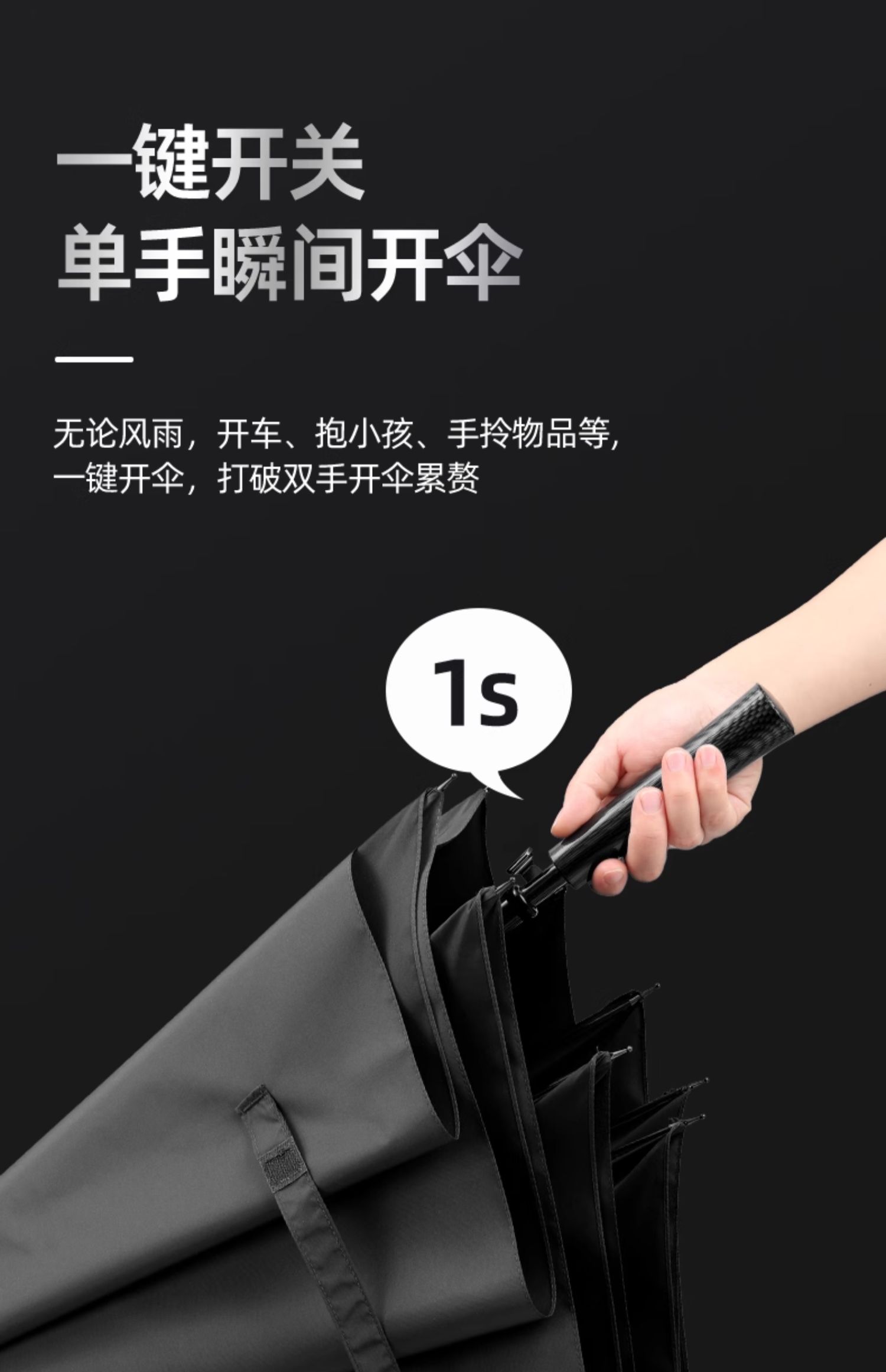 全碳纤伞骨连中棒结构轻便耐用防风抗压详情11