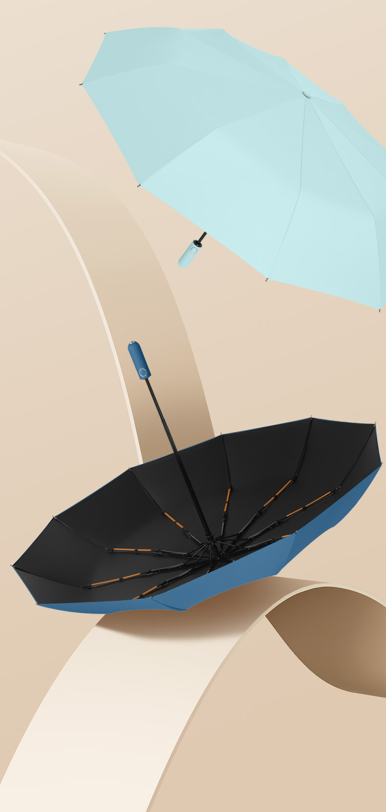 时尚柄全自动折叠雨伞商务时尚伞一键开收防嗮伞详情17