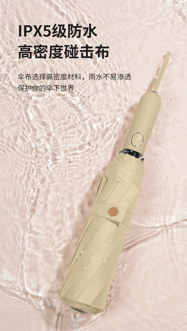 时尚柄全自动折叠雨伞商务时尚伞一键开收防嗮伞详情9