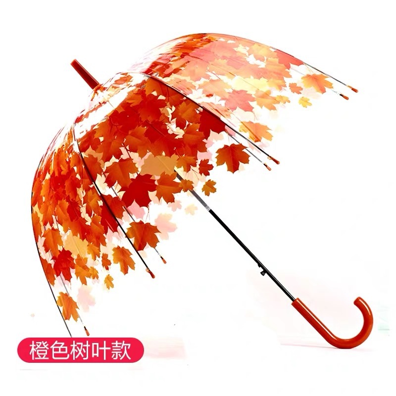 24骨雨伞定制枫叶图案透明伞大雨伞防晒详情8
