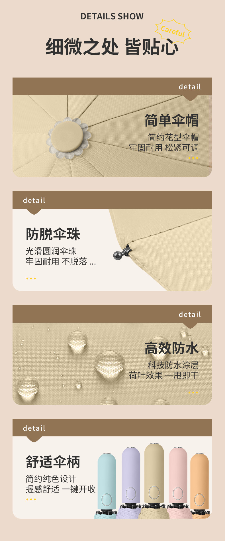 时尚柄全自动折叠雨伞商务时尚伞一键开收防嗮伞详情20