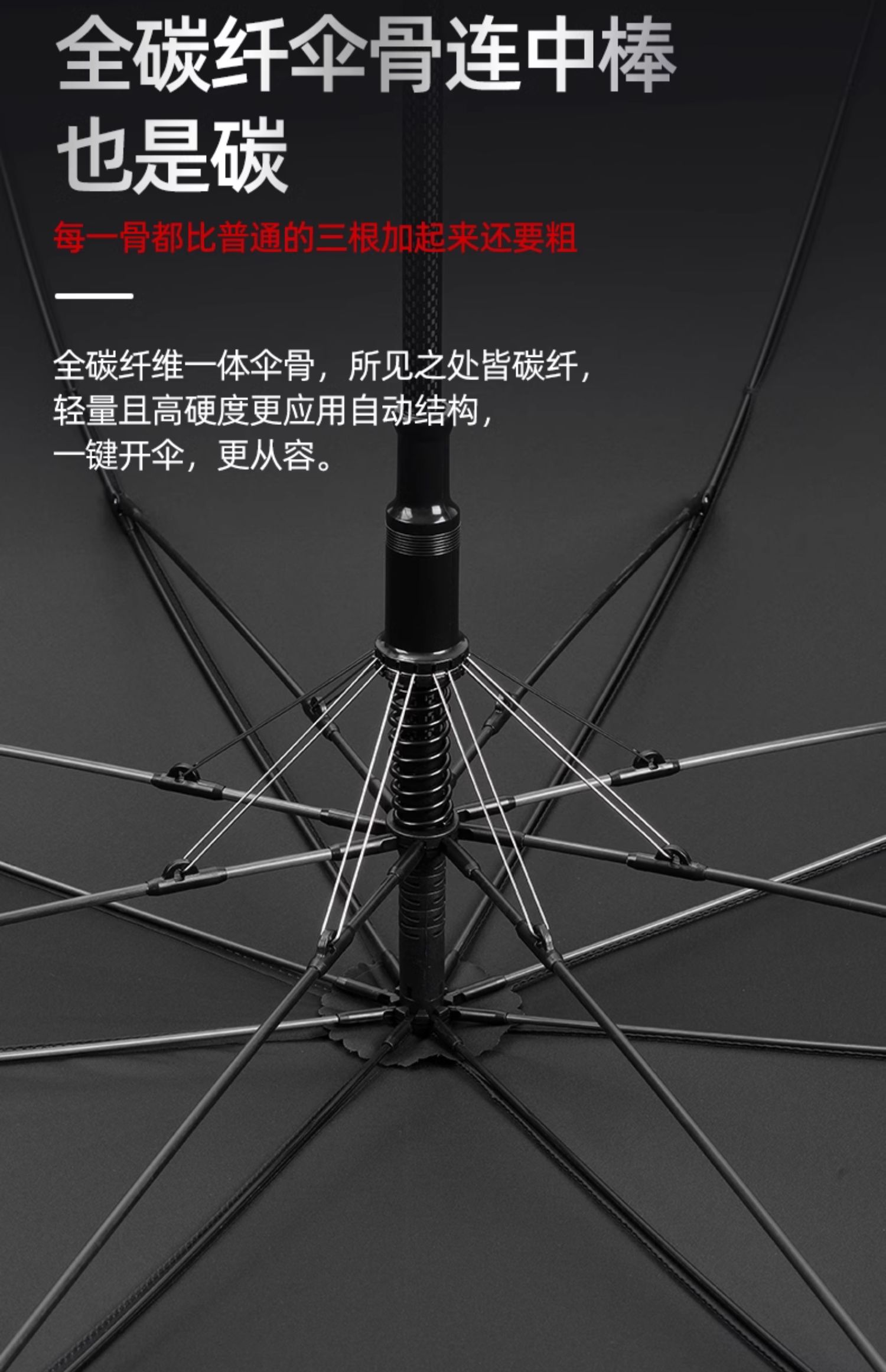 全碳纤伞骨连中棒结构轻便耐用防风抗压详情7