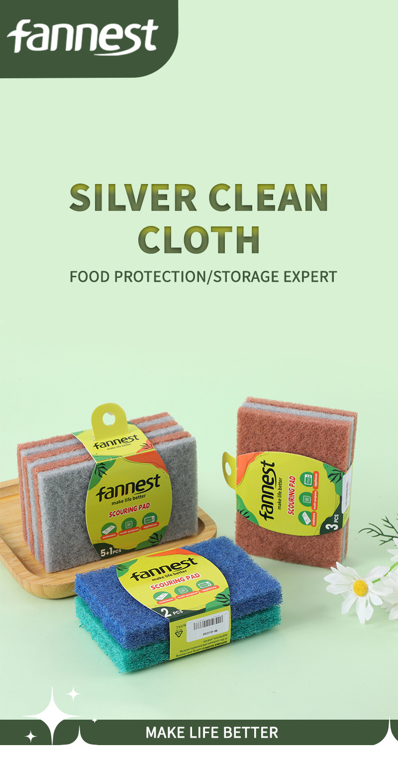 跨境百洁布洗碗布厨房去油去污家务地板清洁用具大扫除清洁布抹布详情5