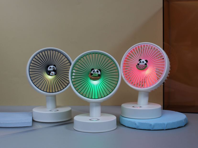 Panda desktop color light with three-speed electric fan pic 9