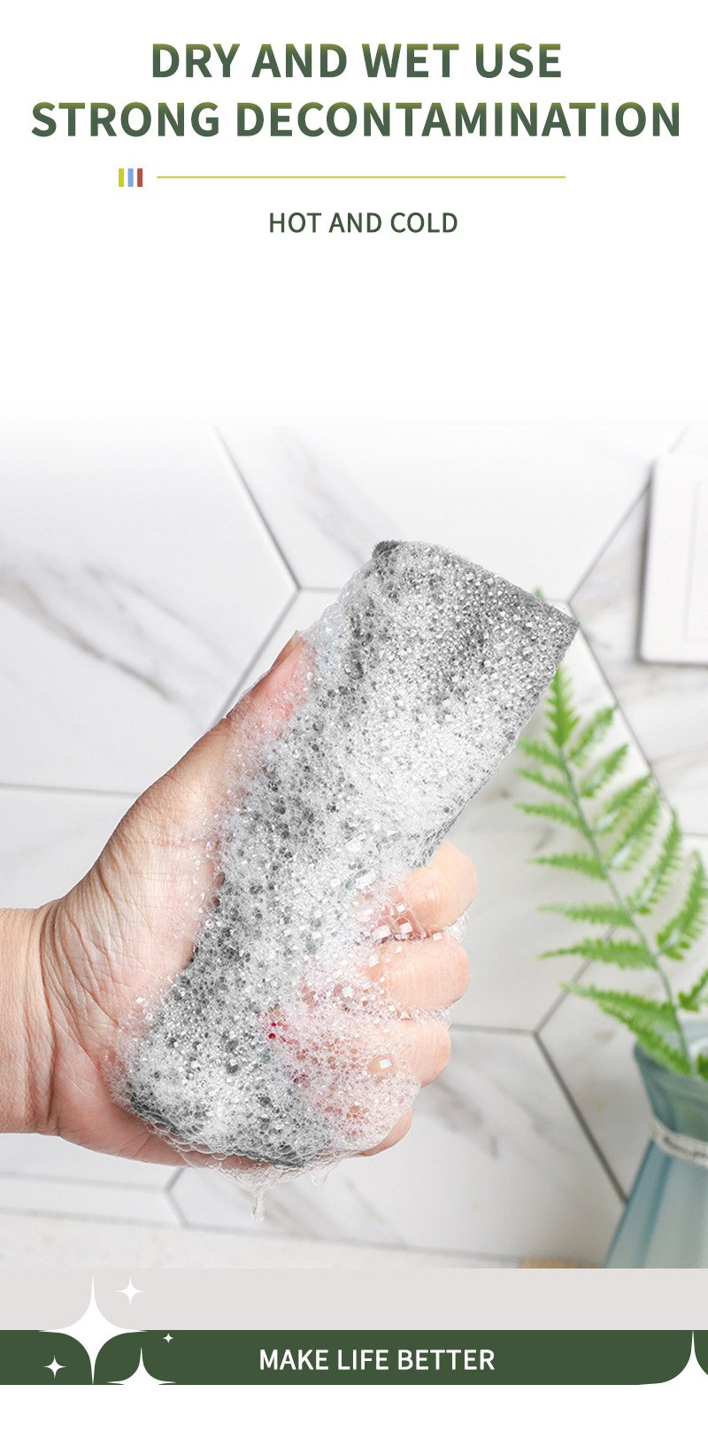 跨境百洁布洗碗布厨房去油去污家务地板清洁用具大扫除清洁布抹布详情7