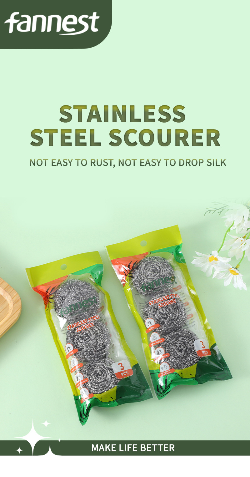 跨境三个装不锈钢钢丝球厨房家用加厚洗碗刷锅去污去油清洁球批发详情3