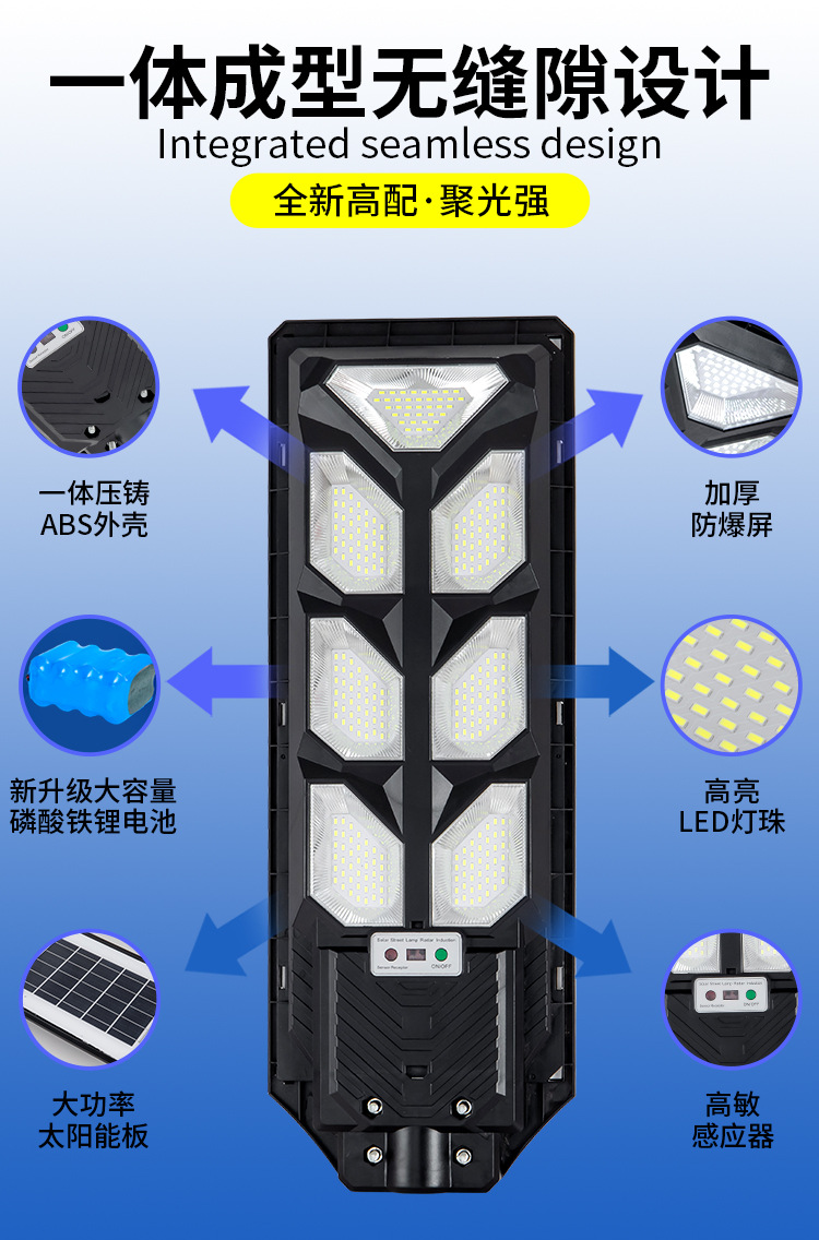 AIBUCUO巨舶跨境爆款solar light太阳能路灯户外led灯人体感应灯详情7