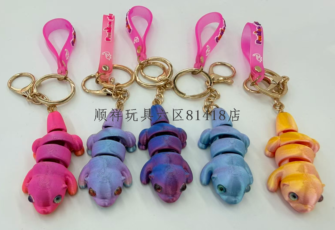 3D printed keychains, small animal keychains, pendants, mini movable and flexible joint hangers, 3D printed accessories pic 1