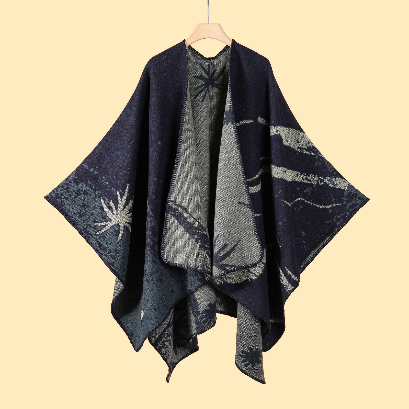 Jiangnan water town cultural tourism shawl, autumn and winter imitation cashmere knitted scarf, slit oil painting cape, cape outerwear pic 18