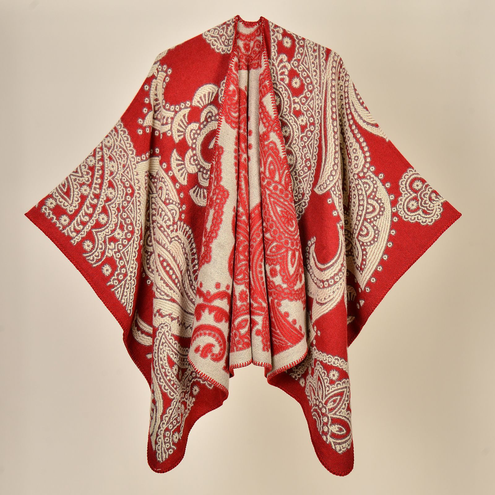 Jiangnan water town cultural tourism shawl, autumn and winter imitation cashmere knitted scarf, slit oil painting cape, cape outerwear pic 33