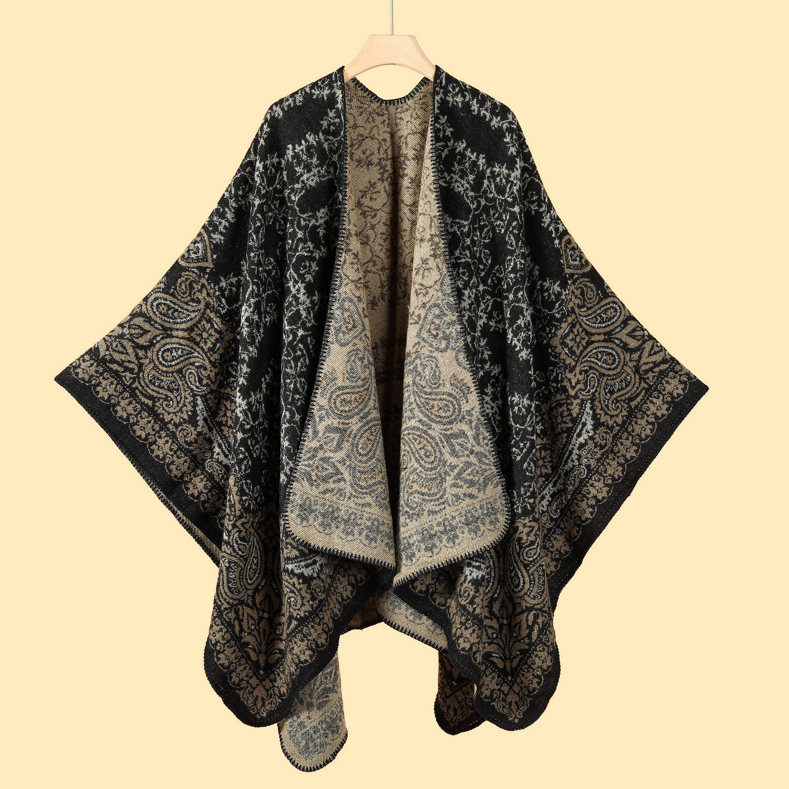 Jiangnan water town cultural tourism shawl, autumn and winter imitation cashmere knitted scarf, slit oil painting cape, cape outerwear pic 23