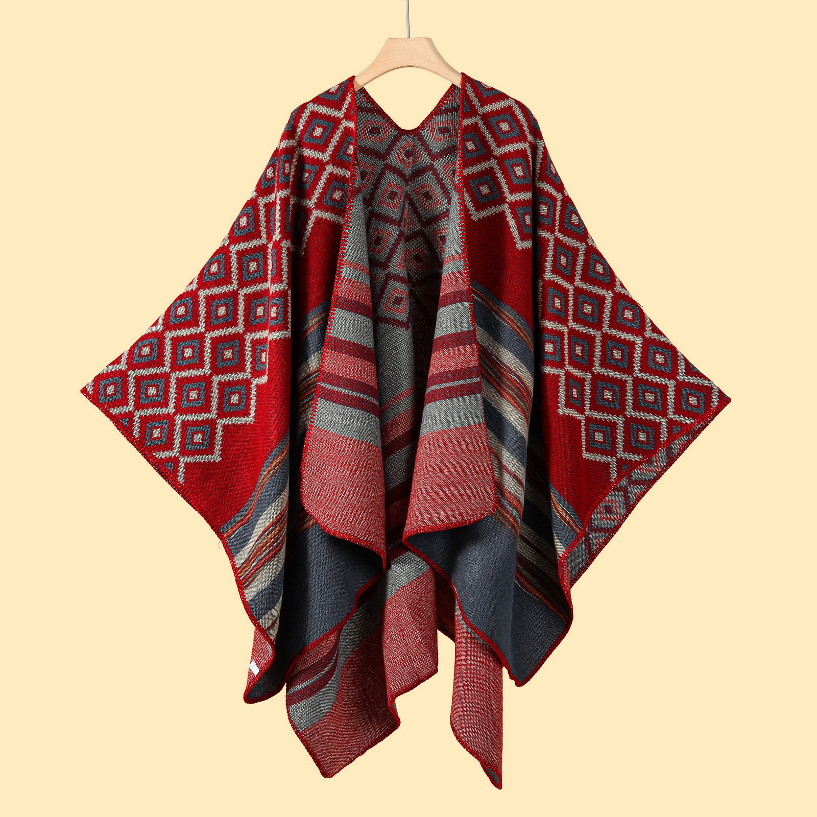Jiangnan water town cultural tourism shawl, autumn and winter imitation cashmere knitted scarf, slit oil painting cape, cape outerwear pic 19