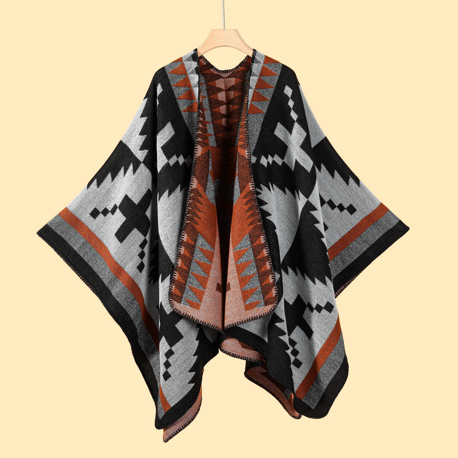 Jiangnan water town cultural tourism shawl, autumn and winter imitation cashmere knitted scarf, slit oil painting cape, cape outerwear pic 26