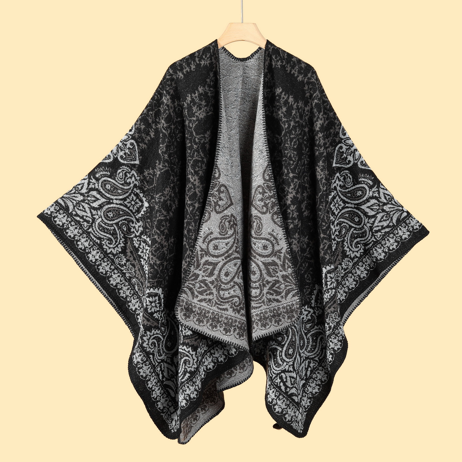 Jiangnan water town cultural tourism shawl, autumn and winter imitation cashmere knitted scarf, slit oil painting cape, cape outerwear pic 25