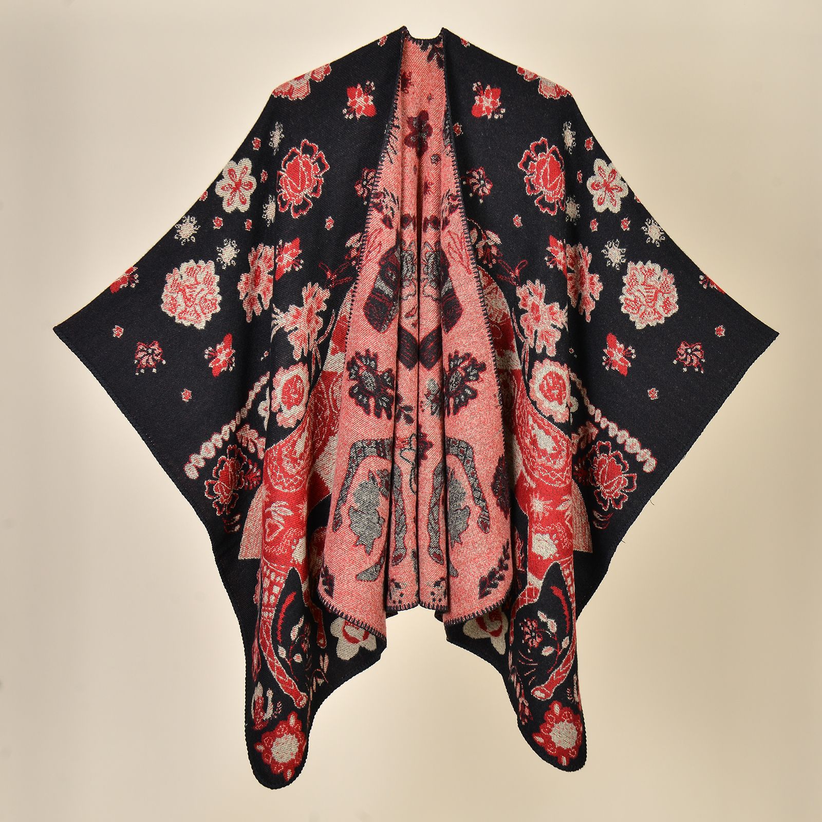 Jiangnan water town cultural tourism shawl, autumn and winter imitation cashmere knitted scarf, slit oil painting cape, cape outerwear pic 36