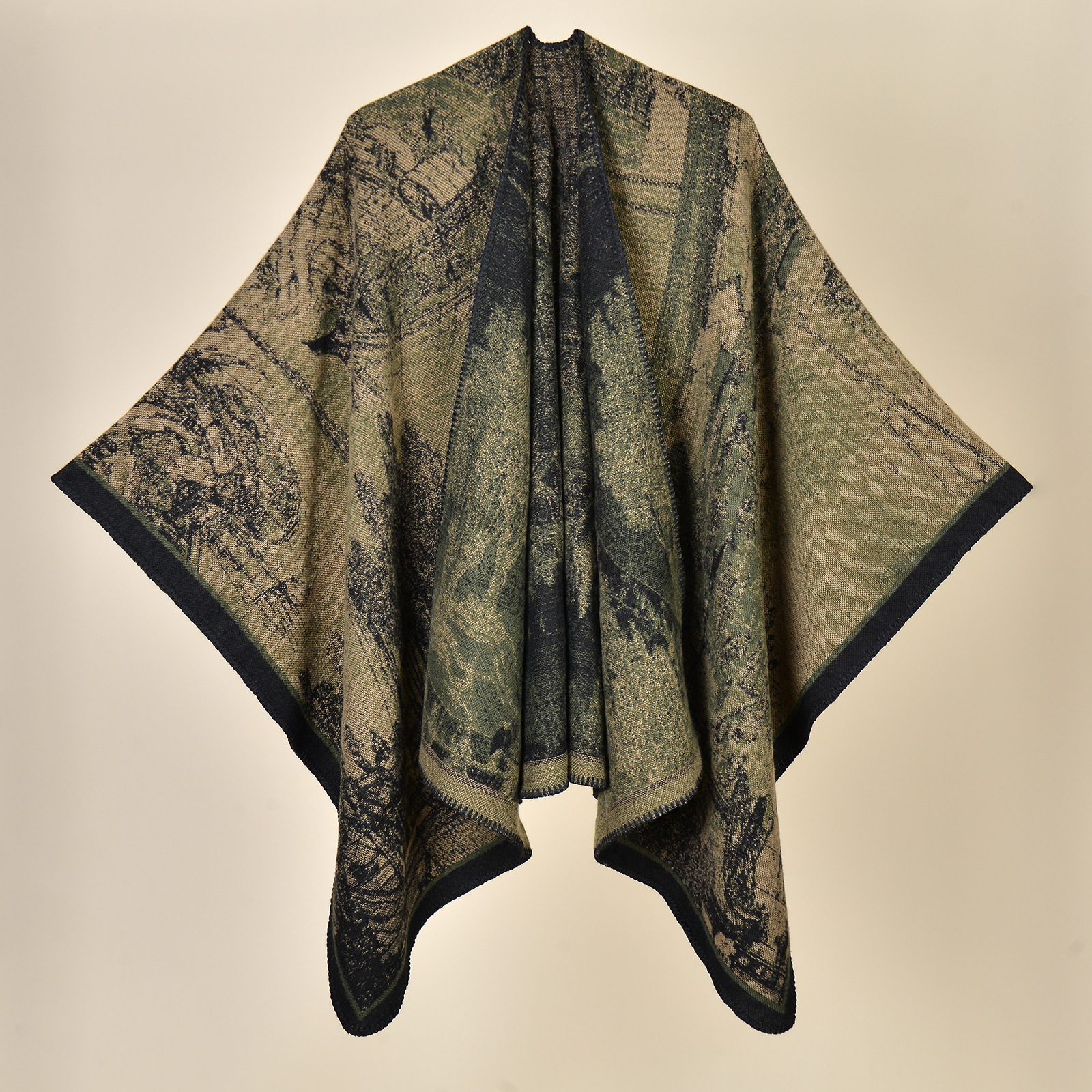 Jiangnan water town cultural tourism shawl, autumn and winter imitation cashmere knitted scarf, slit oil painting cape, cape outerwear pic 5