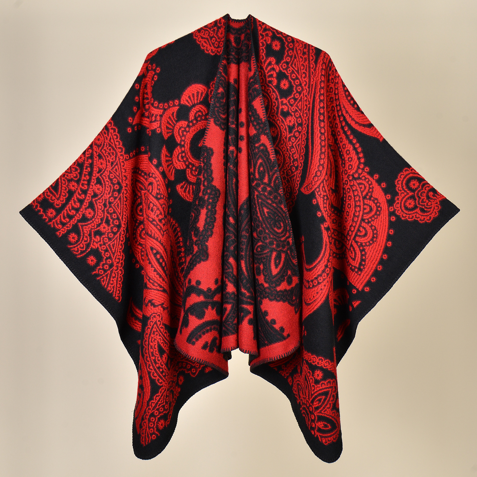 Jiangnan water town cultural tourism shawl, autumn and winter imitation cashmere knitted scarf, slit oil painting cape, cape outerwear pic 38