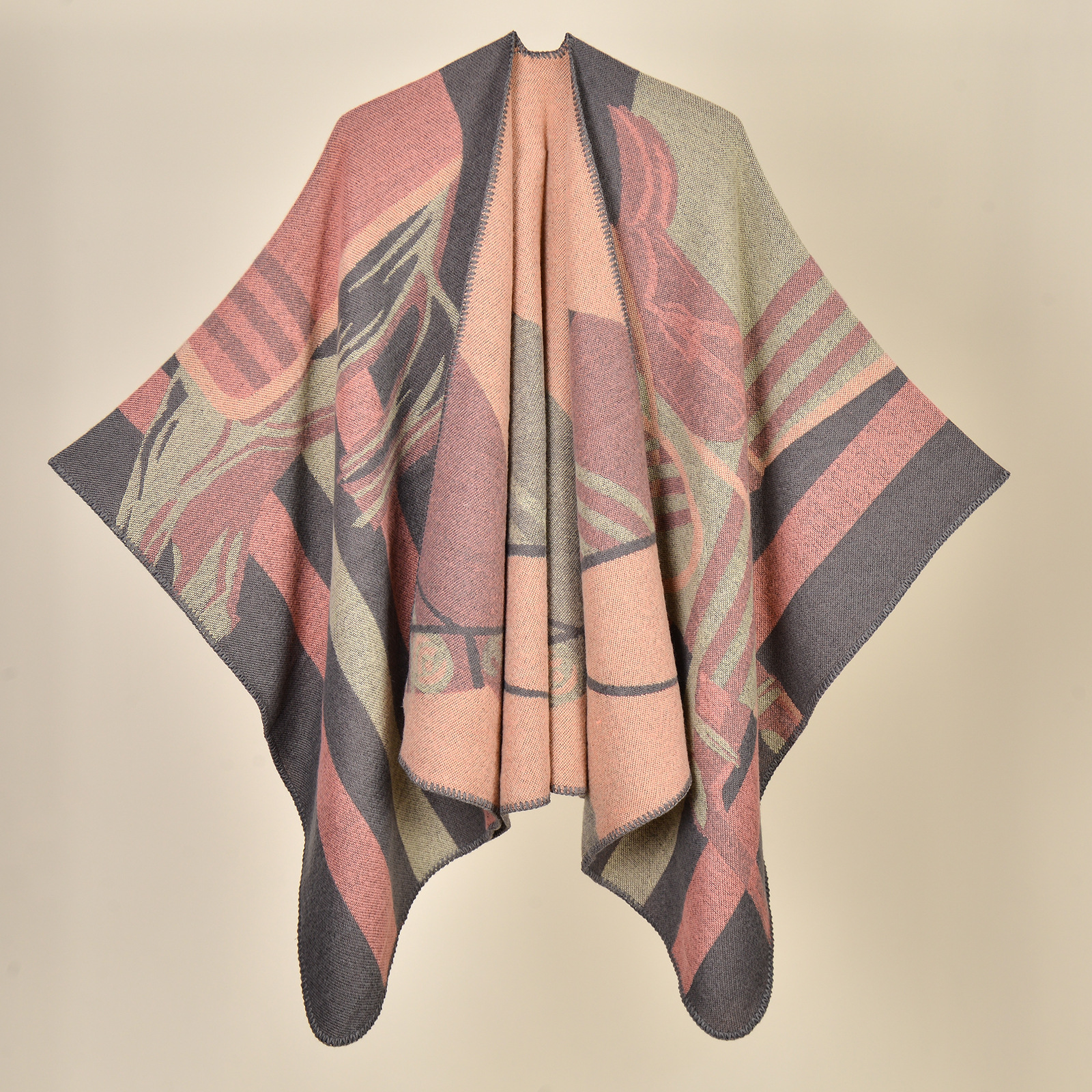 Jiangnan water town cultural tourism shawl, autumn and winter imitation cashmere knitted scarf, slit oil painting cape, cape outerwear pic 34