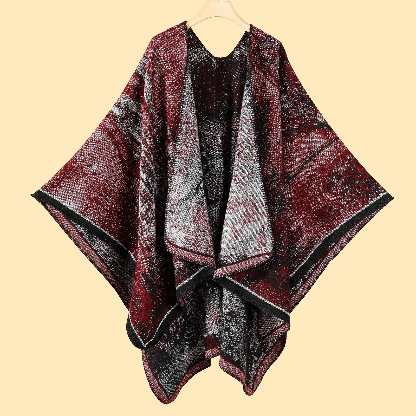 Jiangnan water town cultural tourism shawl, autumn and winter imitation cashmere knitted scarf, slit oil painting cape, cape outerwear pic 11