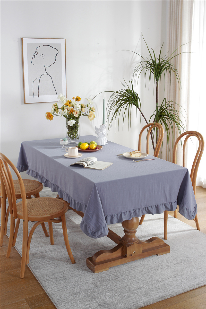 现代简约纯色全棉水洗棉撞色荷叶边茶几台布餐桌布一件代发详情34