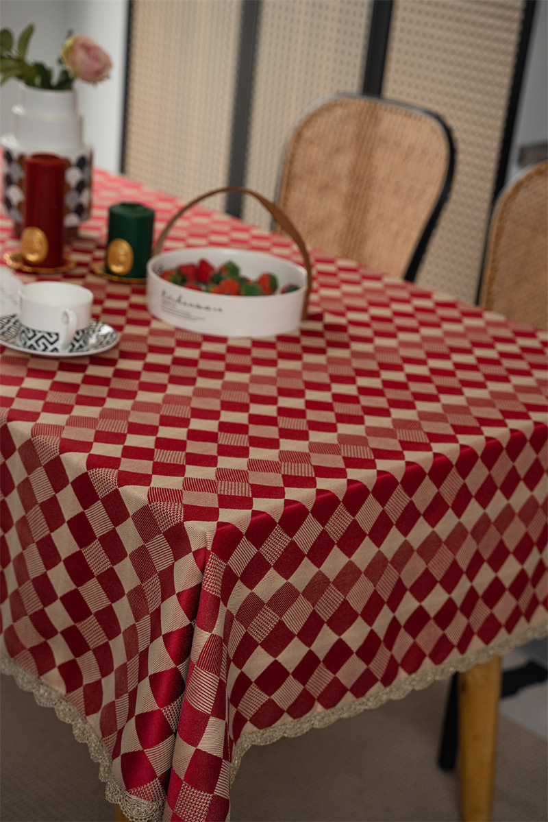 结婚庆新年喜庆提花羽毛树叶金色花边桌布茶几餐桌布盖巾防水代发详情23