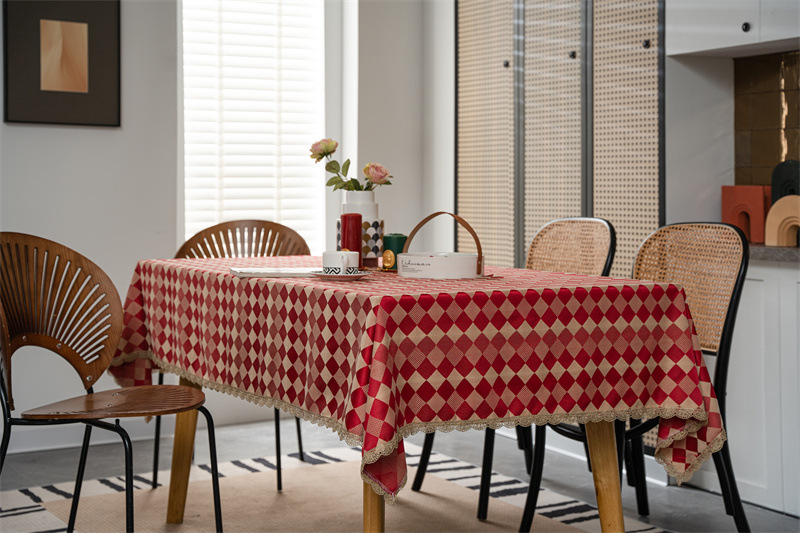 结婚庆新年喜庆提花羽毛树叶金色花边桌布茶几餐桌布盖巾防水代发详情22