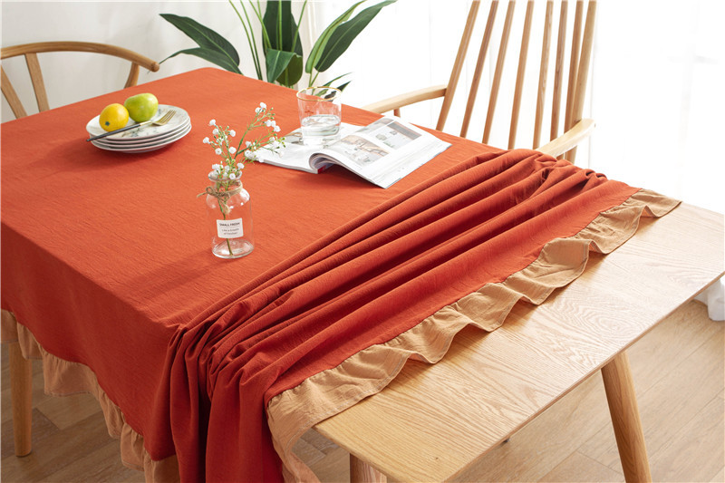 现代简约纯色全棉水洗棉撞色荷叶边茶几台布餐桌布一件代发详情11