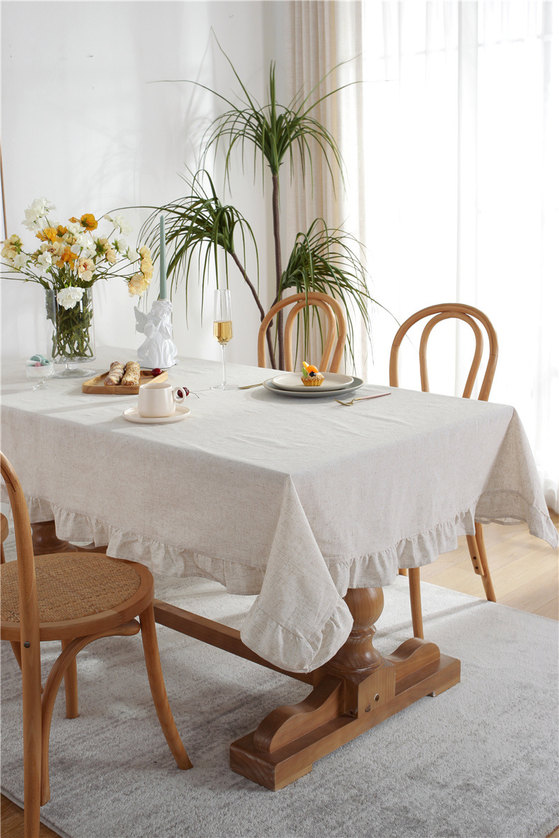 现代简约纯色全棉水洗棉撞色荷叶边茶几台布餐桌布一件代发详情41