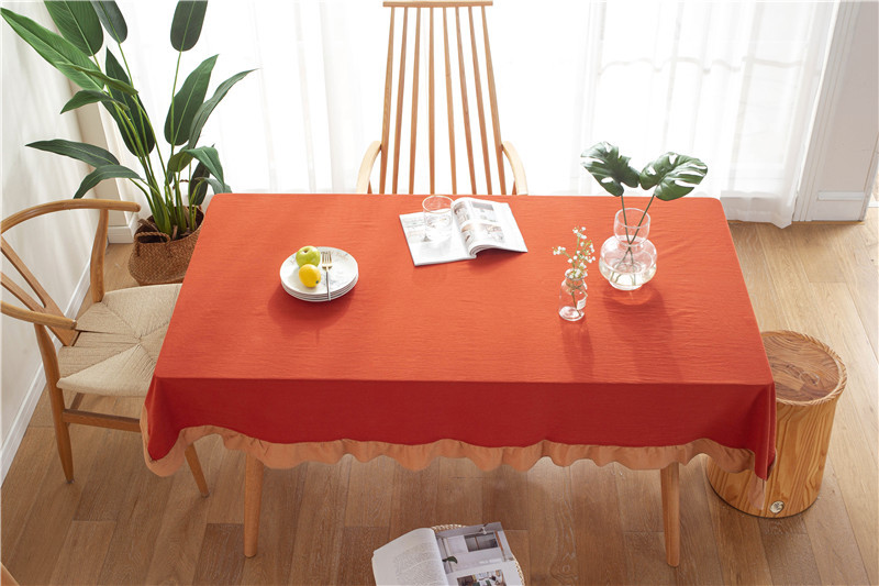 现代简约纯色全棉水洗棉撞色荷叶边茶几台布餐桌布一件代发详情7