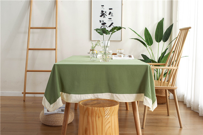 现代简约纯色全棉水洗棉撞色荷叶边茶几台布餐桌布一件代发详情16