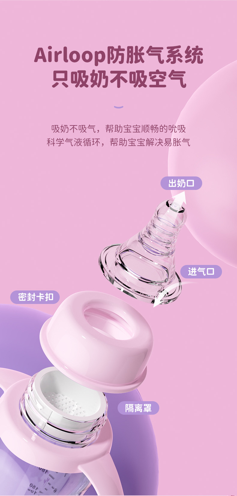 婴儿奶瓶宝宝奶瓶儿童pp奶瓶标准口径奶瓶耐摔防胀气婴儿奶瓶详情6