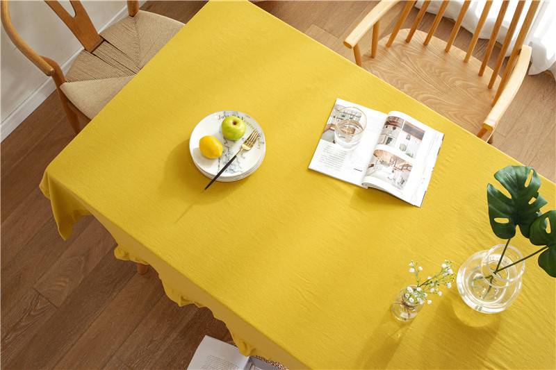 现代简约纯色全棉水洗棉撞色荷叶边茶几台布餐桌布一件代发详情22