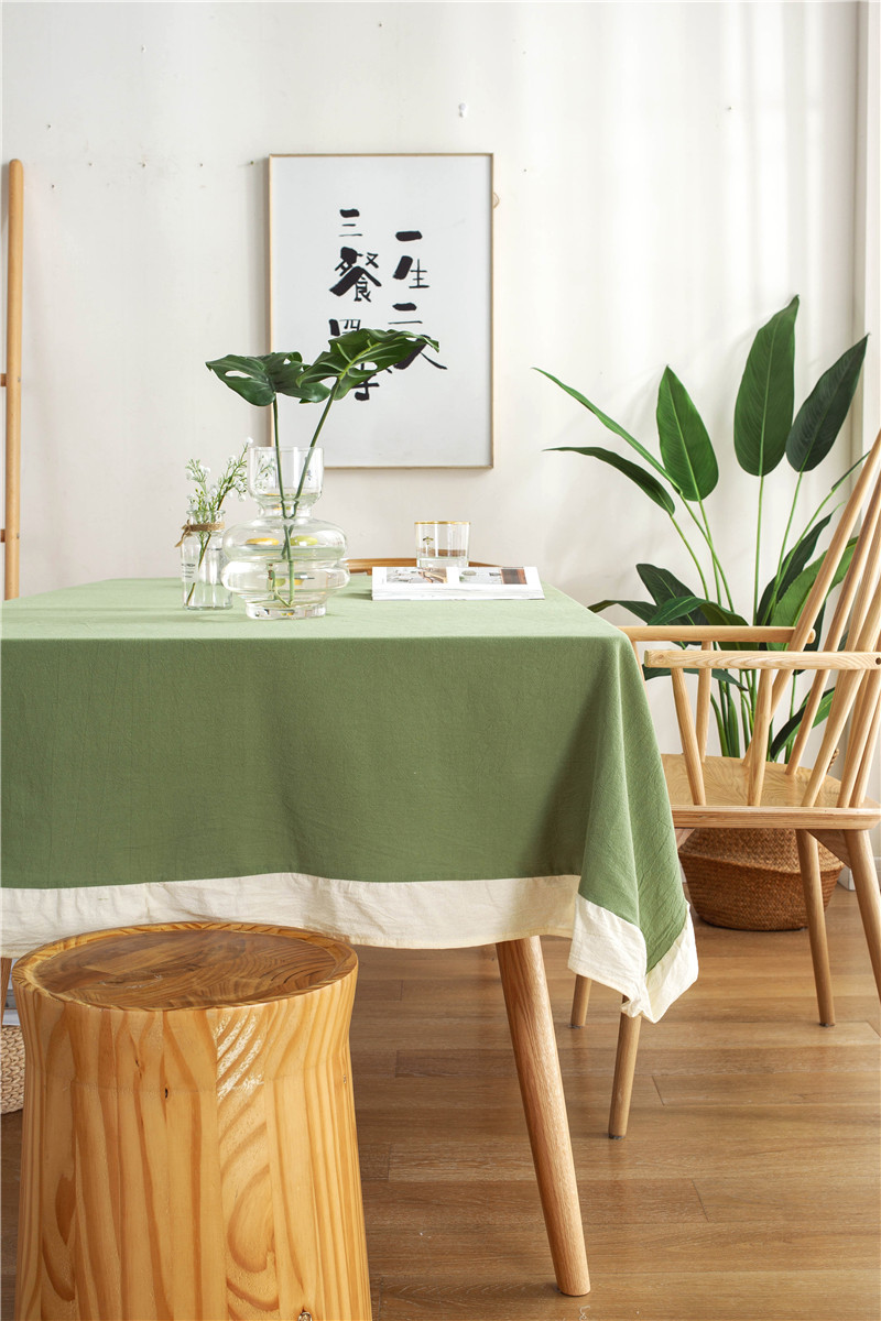 现代简约纯色全棉水洗棉撞色荷叶边茶几台布餐桌布一件代发详情17