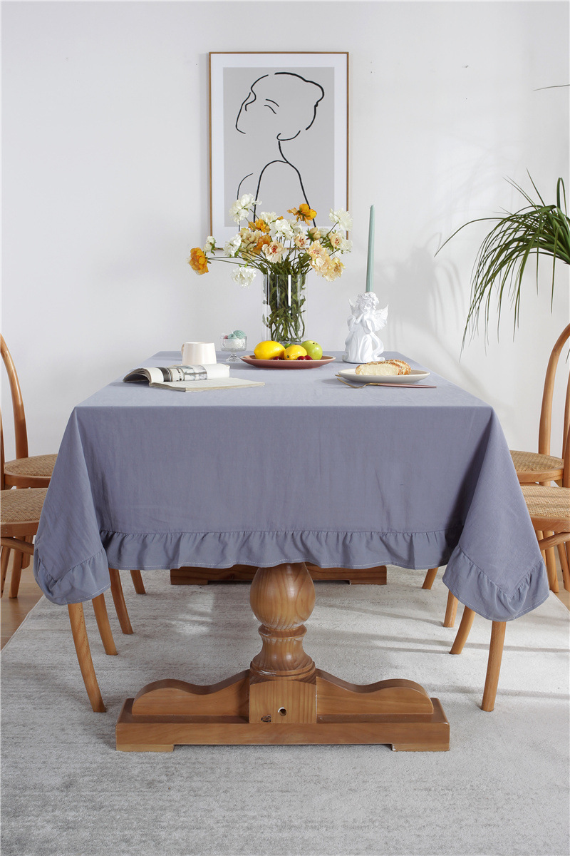 现代简约纯色全棉水洗棉撞色荷叶边茶几台布餐桌布一件代发详情36
