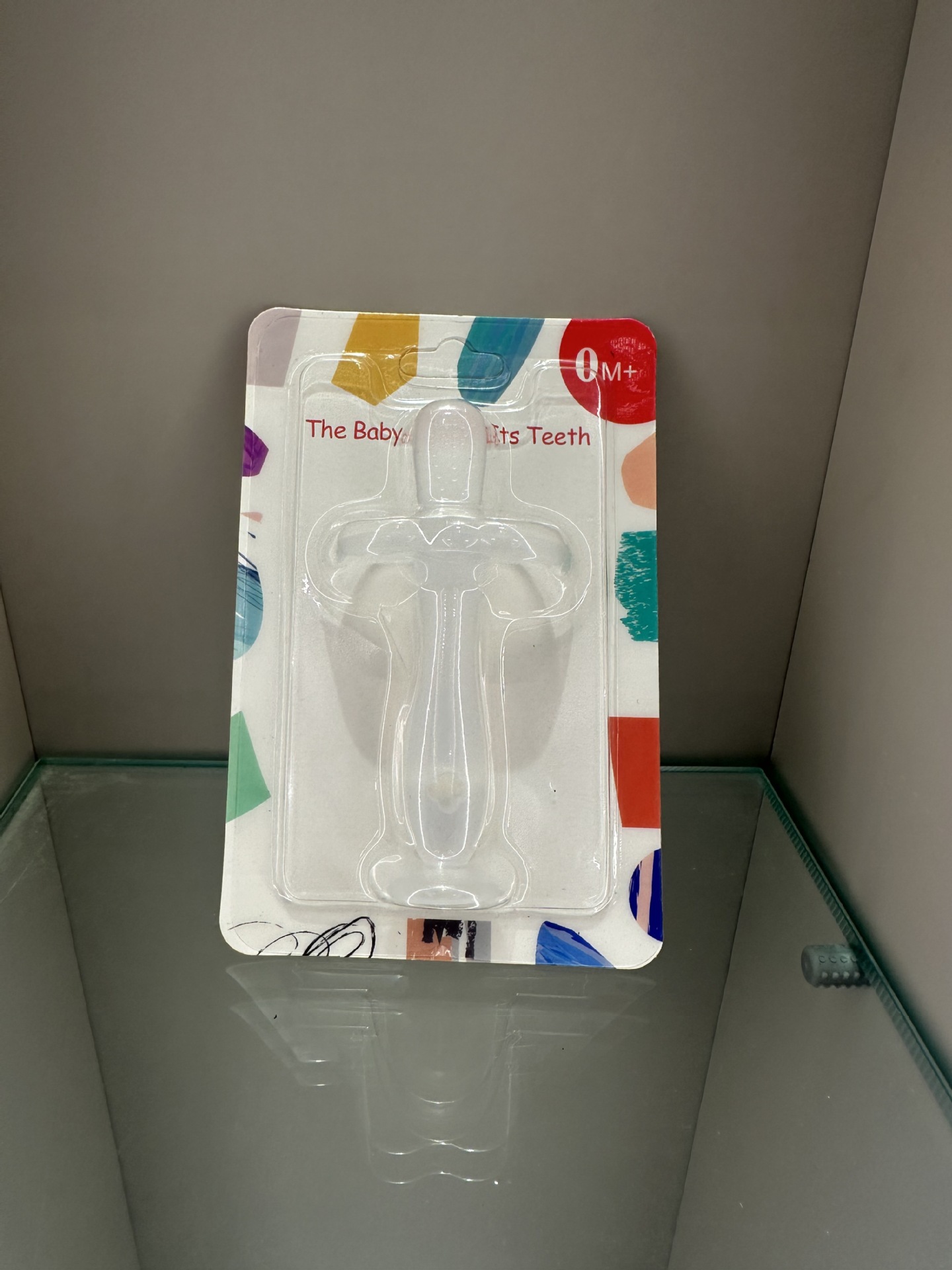 Tarjeta en inglés bebé dental adhesivo de silicona bebé pacificador de molar juguete recién nacido período de dentición silicona molar stick pic 20