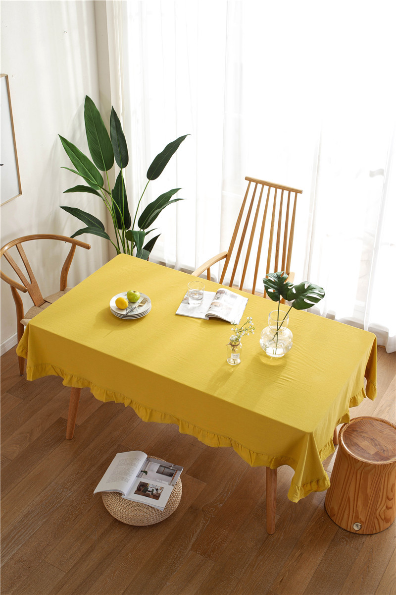 现代简约纯色全棉水洗棉撞色荷叶边茶几台布餐桌布一件代发详情20
