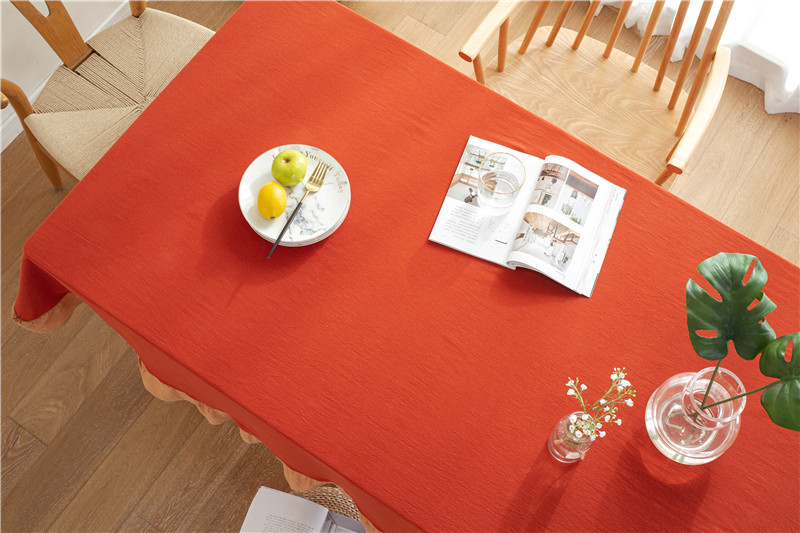 现代简约纯色全棉水洗棉撞色荷叶边茶几台布餐桌布一件代发详情8