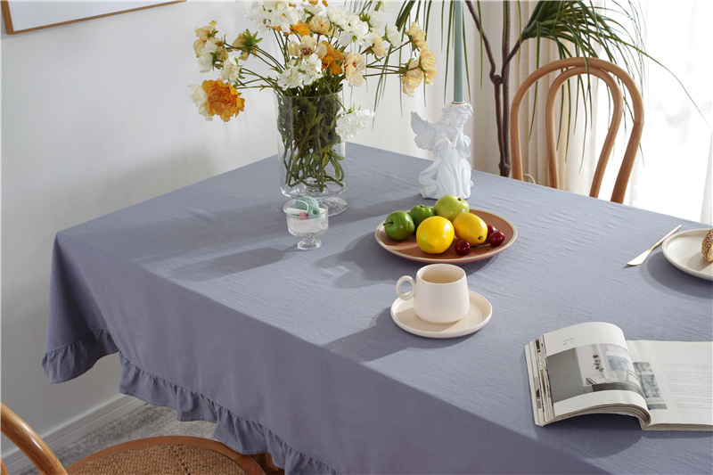 现代简约纯色全棉水洗棉撞色荷叶边茶几台布餐桌布一件代发详情38