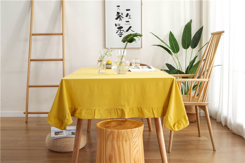 现代简约纯色全棉水洗棉撞色荷叶边茶几台布餐桌布一件代发详情23
