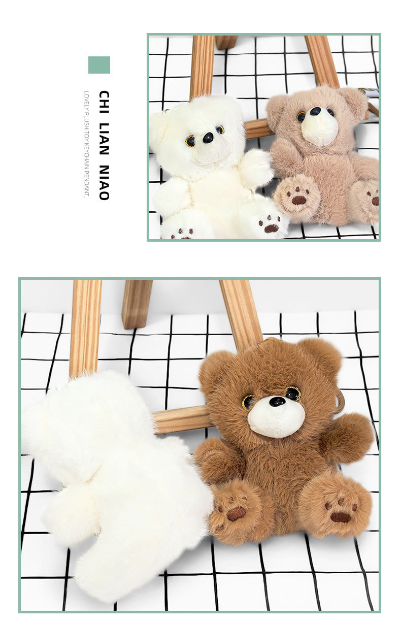Lindo multicolor perfumado oso pareja peluche llavero colgante de bolso de escuela lindo paseo oso colgante de coche pic 9